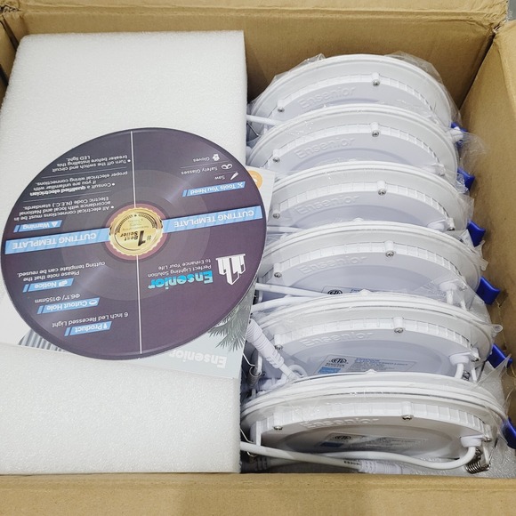 Ensenior 12-Pack 6" LED Recessed Lights – 5CCT 1050LM Dimmable Canles, IC‎ Rated - Picture 3 of 9